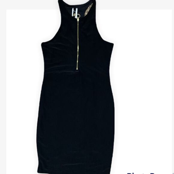 Uptown USA Black Bodycon Zipper Racerback Dress Size Small and Large - Picture 3 of 11